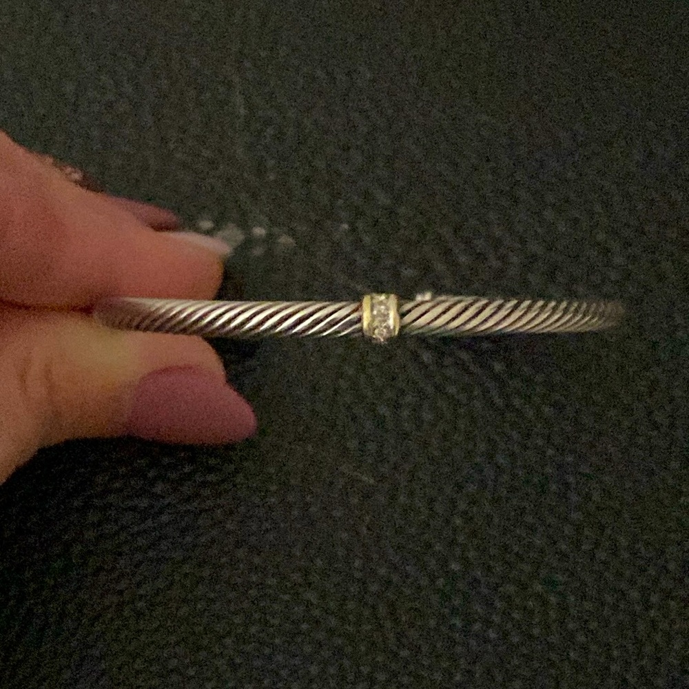 David Yurman sterling silver and 18y cuff bracelet with diamond accents